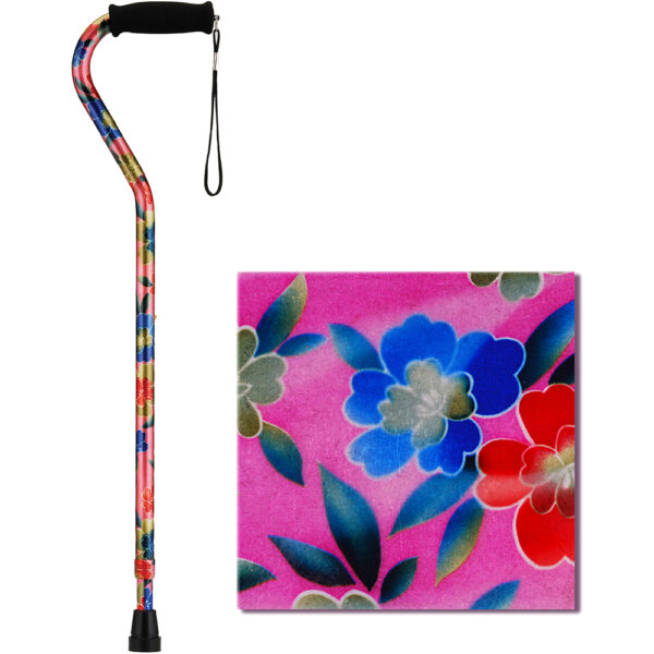 Offset Cane with Strap, Pink Garden - Image 2