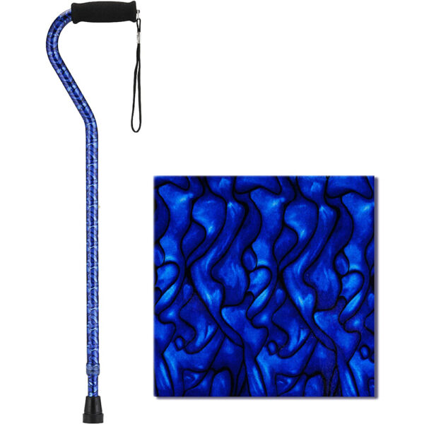 Offset Cane with Strap, Blue Waves - Image 2