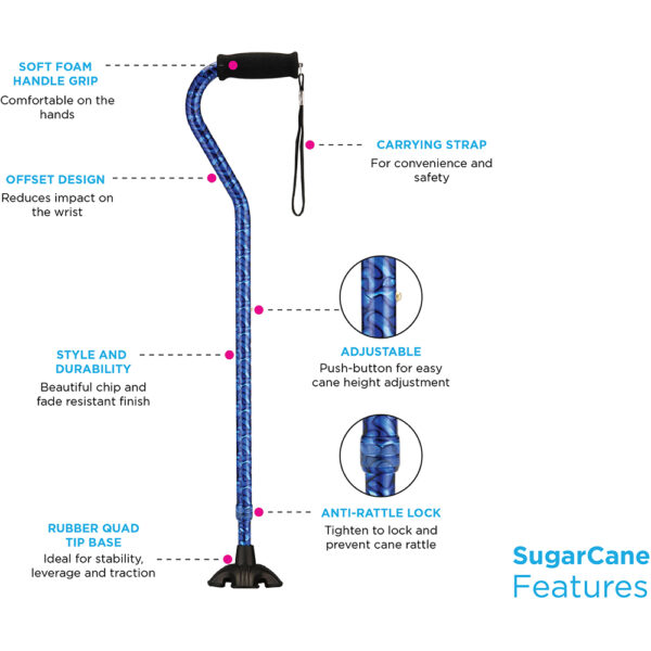 Offset Cane with Strap, Butterfly Symphony - Image 3