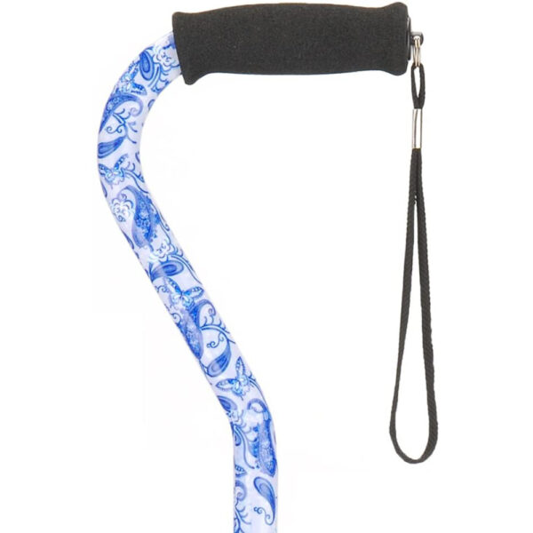 Offset Cane with Strap, Blue Porcelain