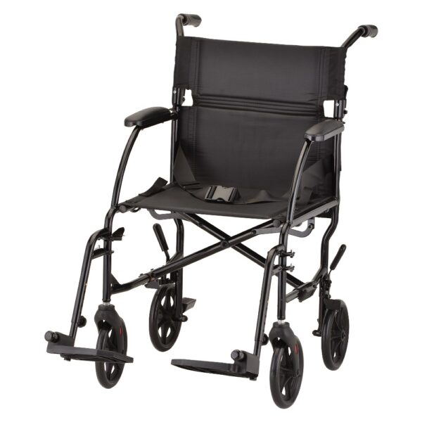 Ultra Lightweight Transport Chair - 19" with Swing Away Footrest - Black