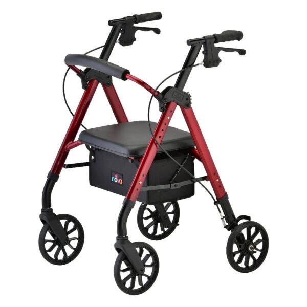 STAR 8 Rollator Walker, 8" Wheels & Standard Size, Red